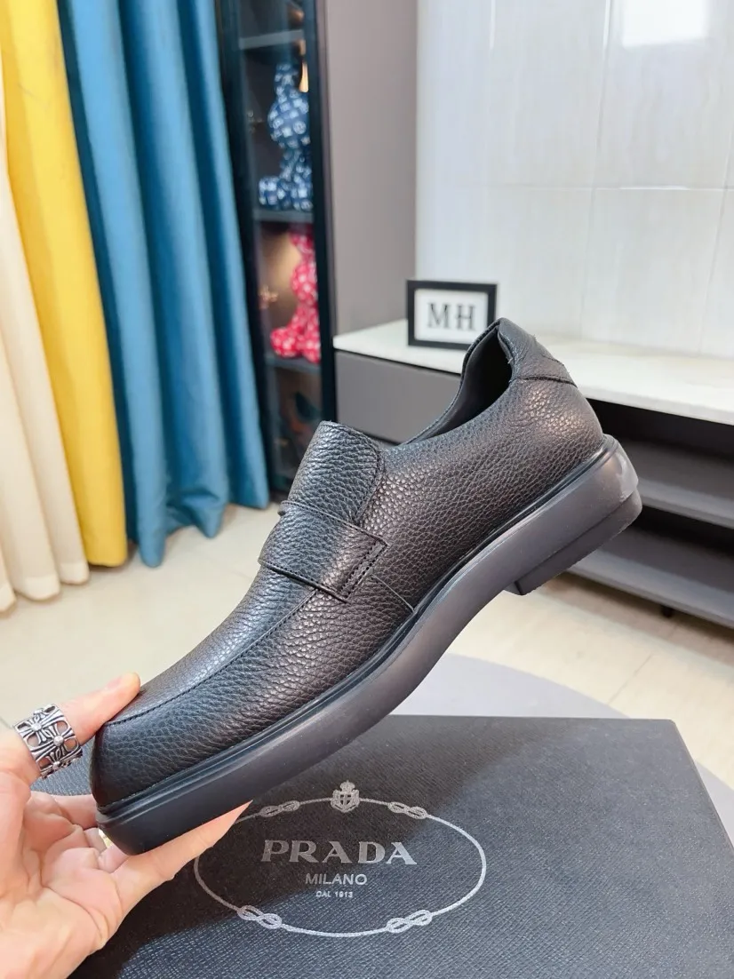 Men's shoes 💰540🌹🌹【PRADA Leather Shoes】Top purchasing agency Original imported Italian custom-made open-edge beaded cowhide leather surface, fully imported water-dyed breathable cowhide lining, original factory special molded sole super comfortable, size: 38-44